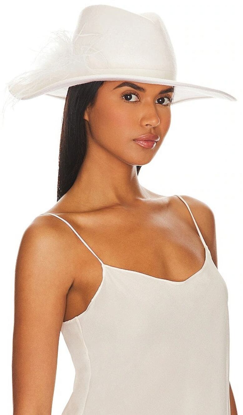Gigi Burris Jeanne Ostrich Feather Fedora Hat Western Bridal Derby Old Money OS